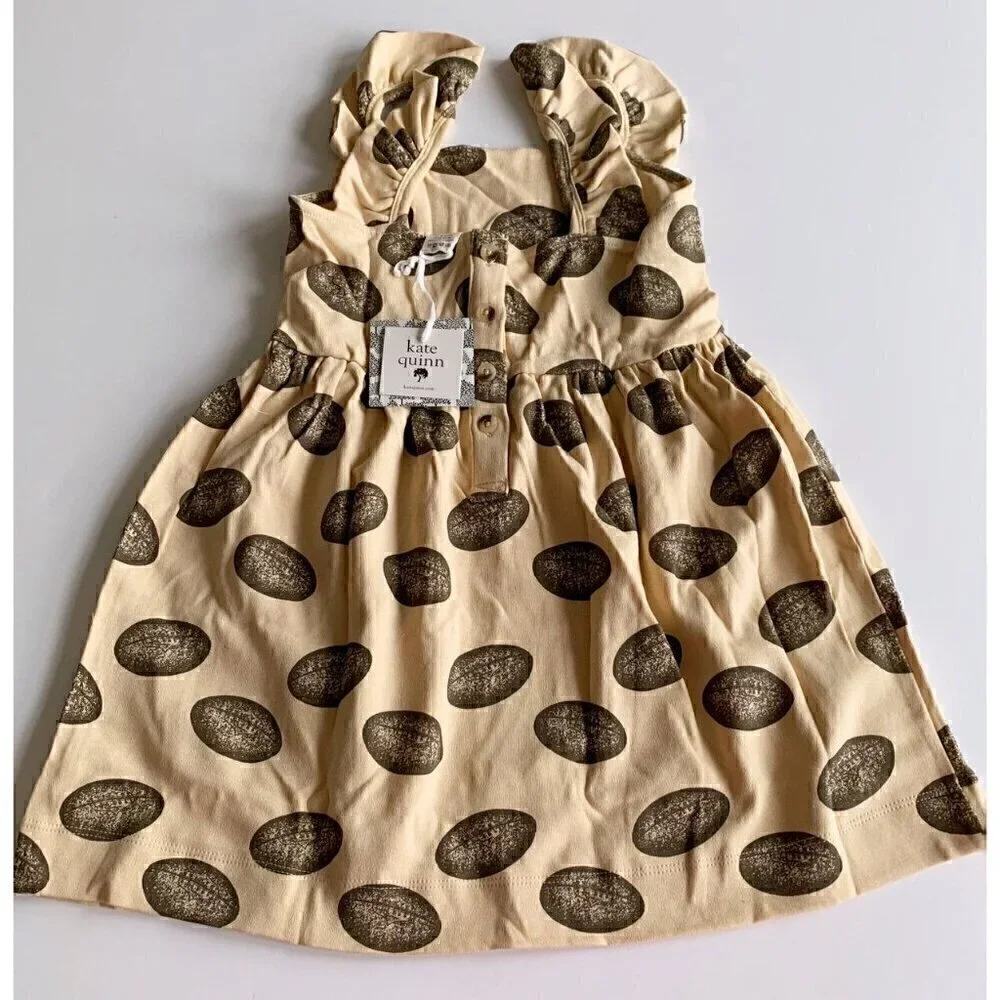 Kate Quinn Organics Vintage Football Girl Ruffle Dress With Pockets 5T